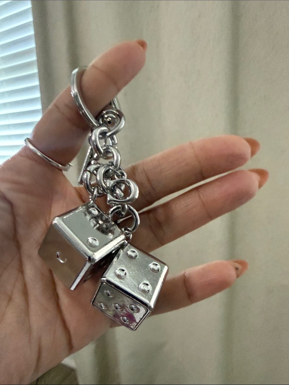 Silver Dice Keychain Charm - Women's Accessories